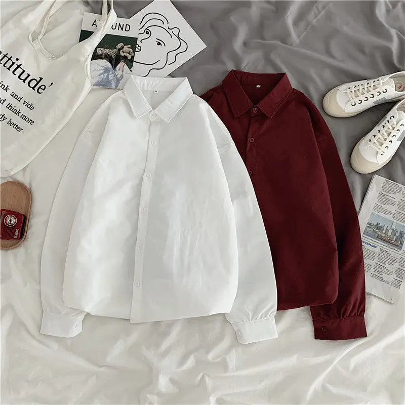 Женская рубашка блузка осенняя с длинным рукавом женская большого размера Белый