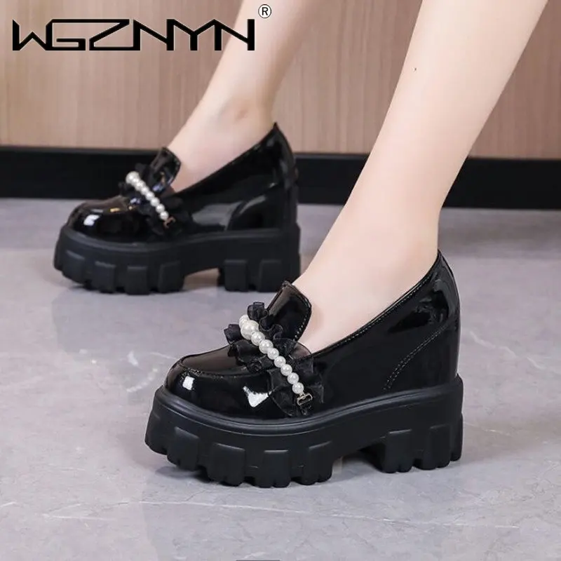 

Кроссовки женские на платформе, повседневная обувь на толстой подошве, без шнуровки, с круглым носком, увеличенная рабочая обувь, весна-осень 2023