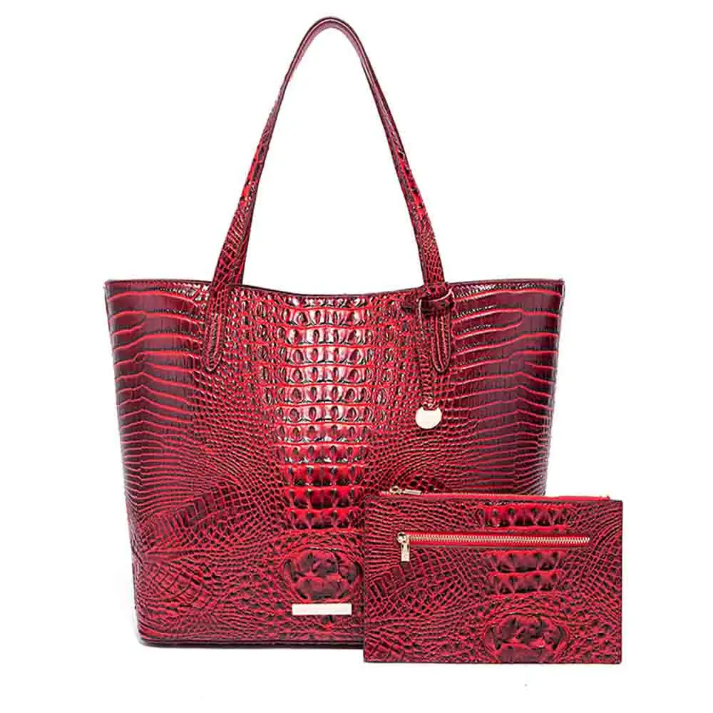 

XZAN Black Crocodile Bag for Women Handbag High Quality PU Leather Purses Large Capacity Female Casual Tote 2 Pcs Set 2023 New
