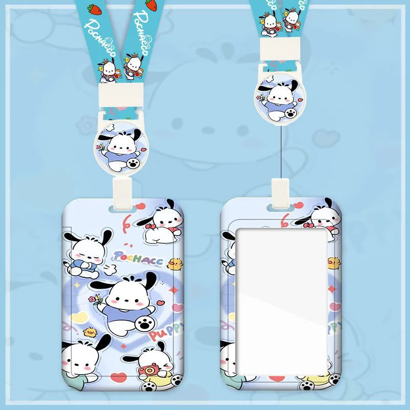 

Anime Pochacco My Melody Student Slide Card Sleeve Girl Heart Cute Cartoon Bus Id Card Protection Cover Access Card Kid Gift