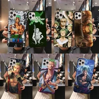 anime one piece zoro phone case for iphone 13 12 11 pro mini xs max 8 7 plus x se 2020 xr cover