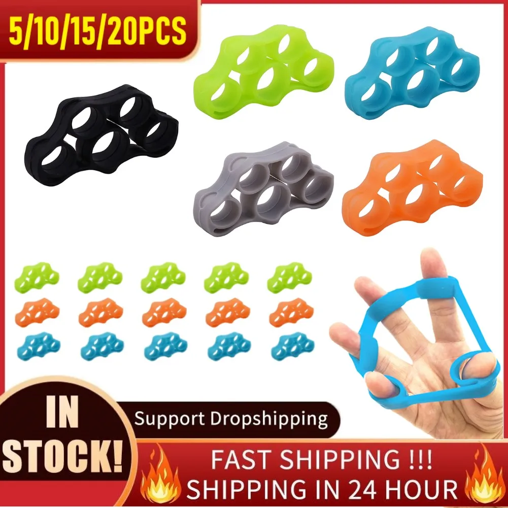 

5-20PCS Finger Gripper Silicone Hand Gripper Resistance Band Hand Grip Wrist Stretcher Finger Expander Strength Trainer Exercise