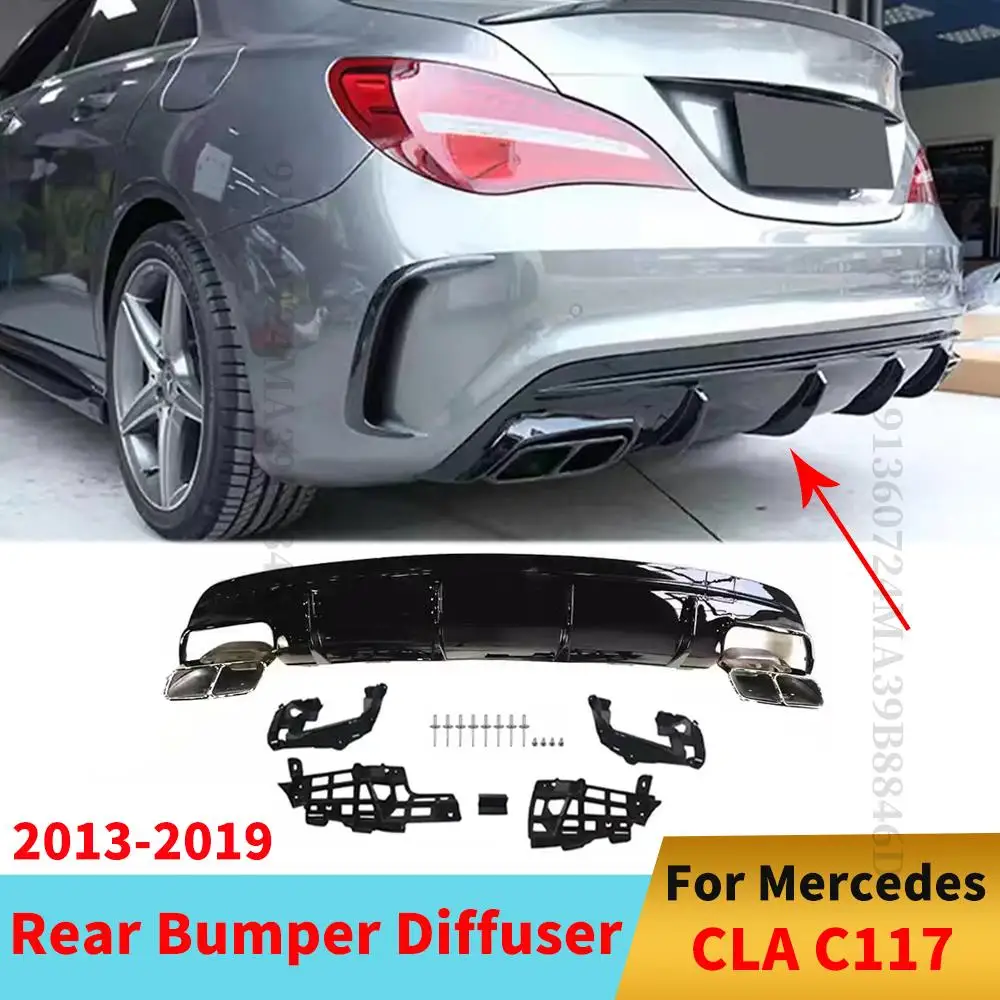 

Диффузор для заднего бампера AMG, накладка на губы, выхлопная труба, комплект широкого кузова для Mercedes Benz CLA W117 C117, настройка 260 220 200 2013-2019