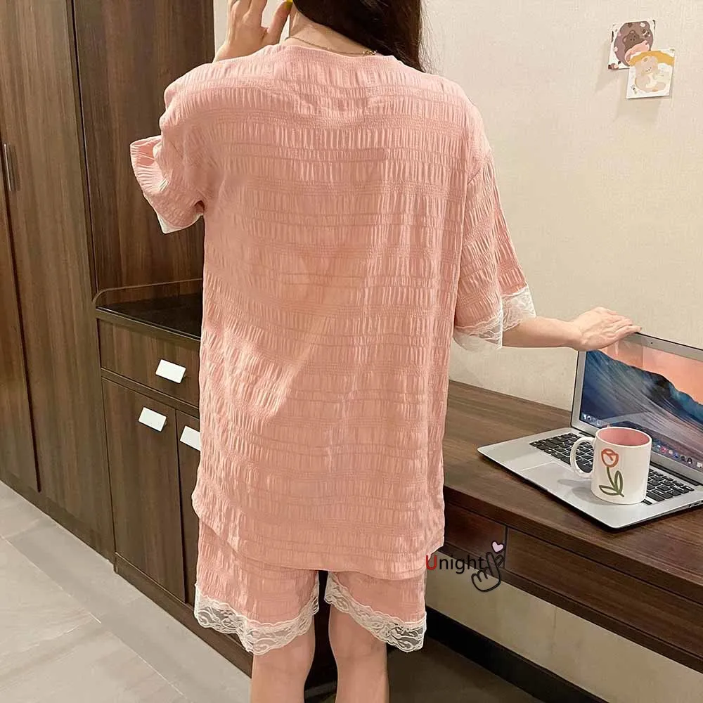 Summe RWomen's Pajamas Home Suit Pyjama 6XL Cotton Femme  2 Piece Set Lounge Wear Set Oversize Pijamas Mujer Sleepwear Nightgown