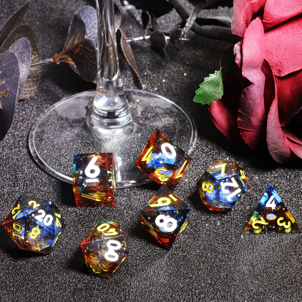 Мини-планет жидкий сердечник игральные кости 7 шт. полиэдрические полимерные с