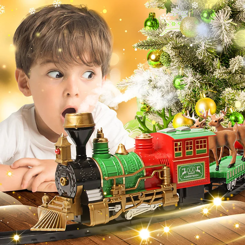 

Christmas Electric Train Set Toy Railway Toys Cars Racing Track With Music Santa Claus For Christmas Tree Decor Train Xmas Gifts