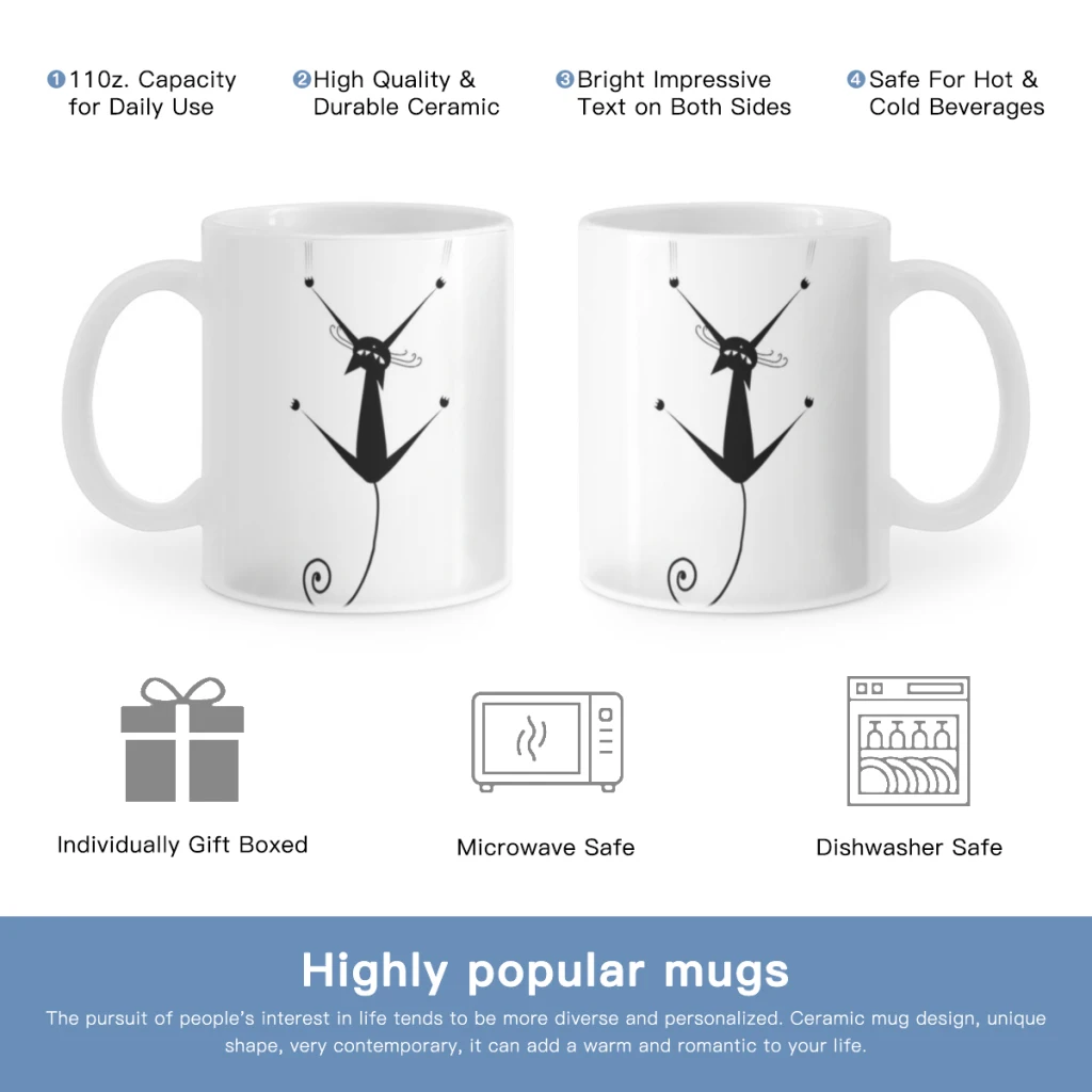 Керамическая чашка с изображением черной кошки и животного бесплатная доставка