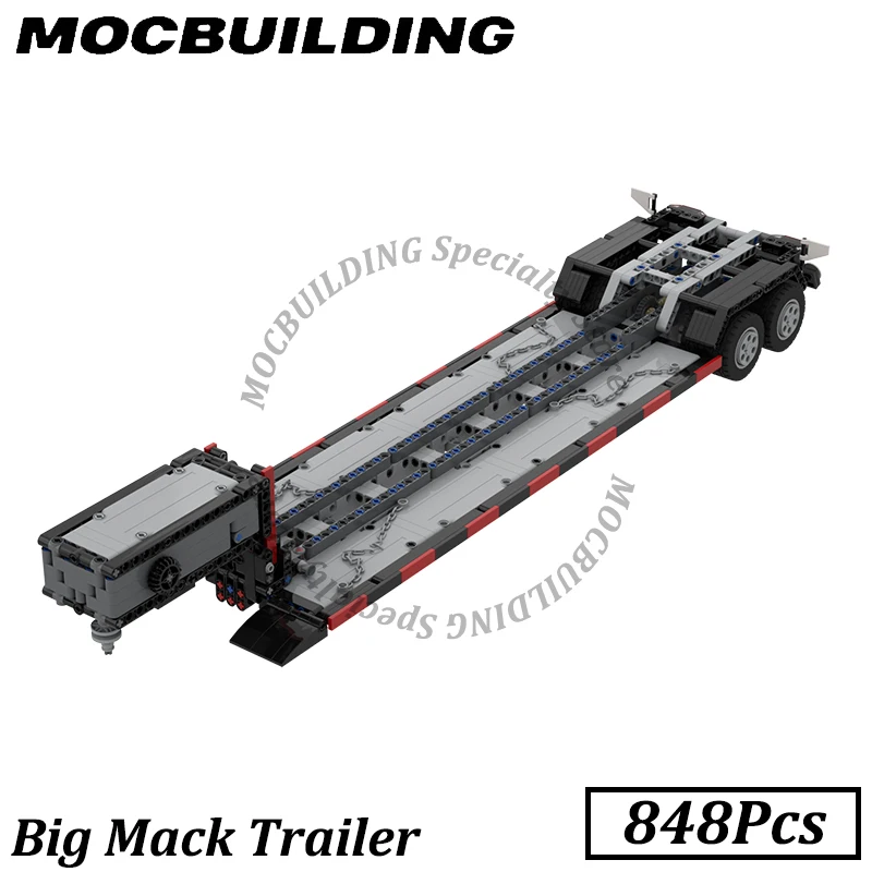 Модель трейлера Lowboy, транспортное средство, строительные блоки MOC, кирпичные игрушки, строительный подарок для детей