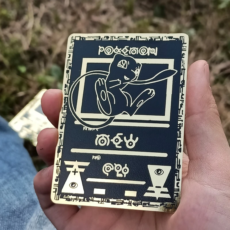 

Pokemon карточка из темного металла Mewtwo Pikachu Energy Card Charizard Rayquaza, Коллекция редких игр, боевой тренажер, железная карта, подарок для детей