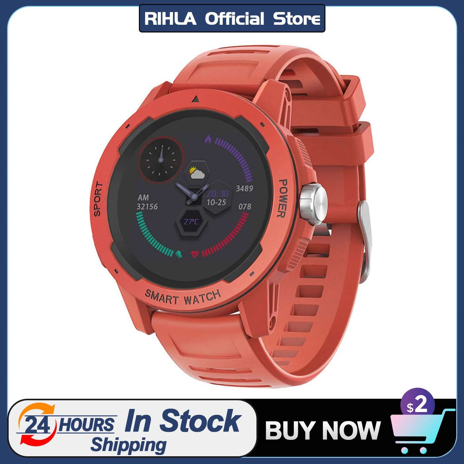 

RIHLA HT6 Sport Smart Watch Men Women IP68 Waterproof Outdoor Exercise Modes Smartwatch Heart Rate Monitoring For Android IOS