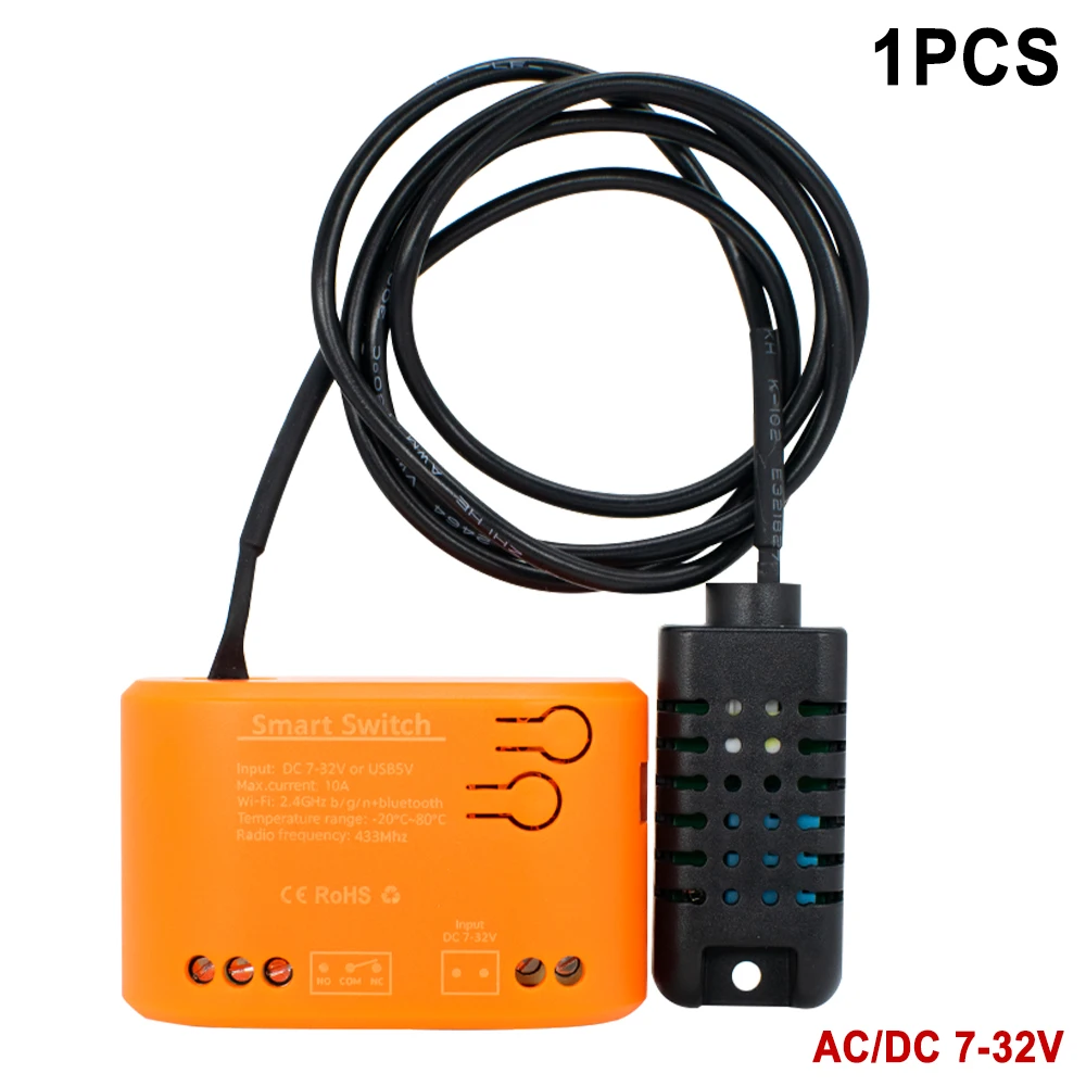 

Умный переключатель Tuya с датчиком температуры и влажности, пассивный сухой контакт, реле Wi-Fi, контроллер, работает с Alexa Google Home