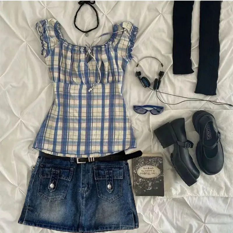 Летняя женская одежда новинка 2024 облегающее милое джинсовое короткое платье в