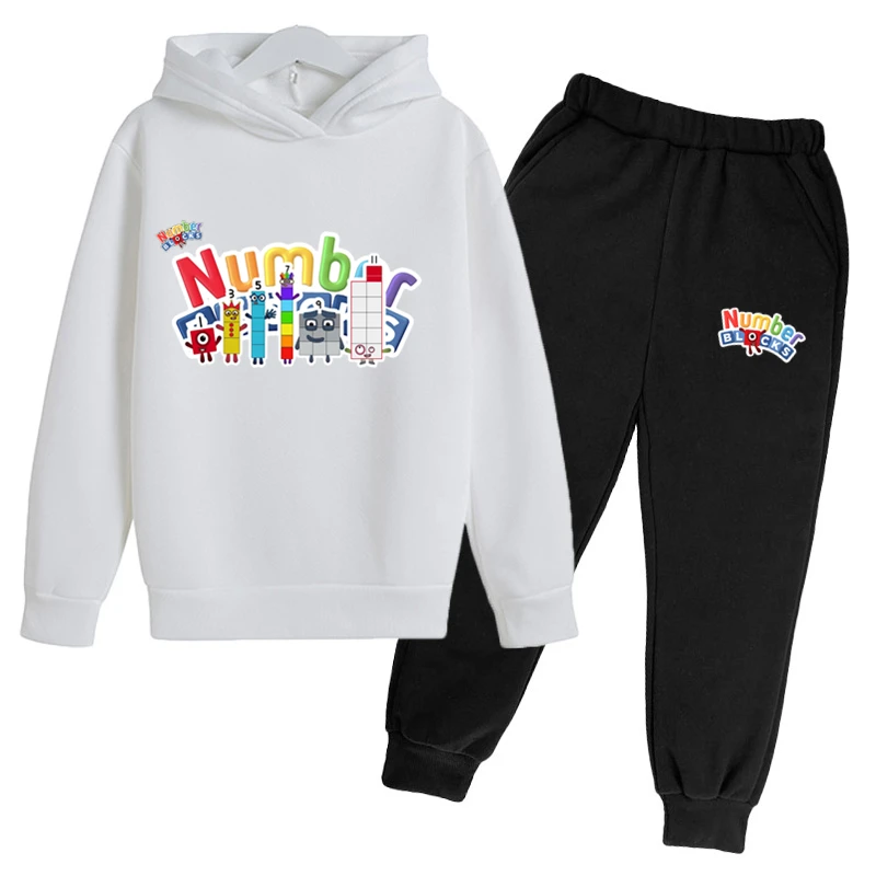 Number Blocks Clothes Kids Hooded Children Casual Sweatshirts+Pants 2pcs Sets Girls Pocket Hoodies Baby Boys Tracksuit Clothing