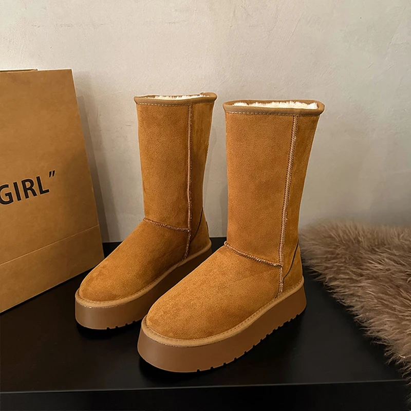 Сапоги на толстой подошве. Женские зимние ботинки флисовой подкладке Jiadongbei Universi.