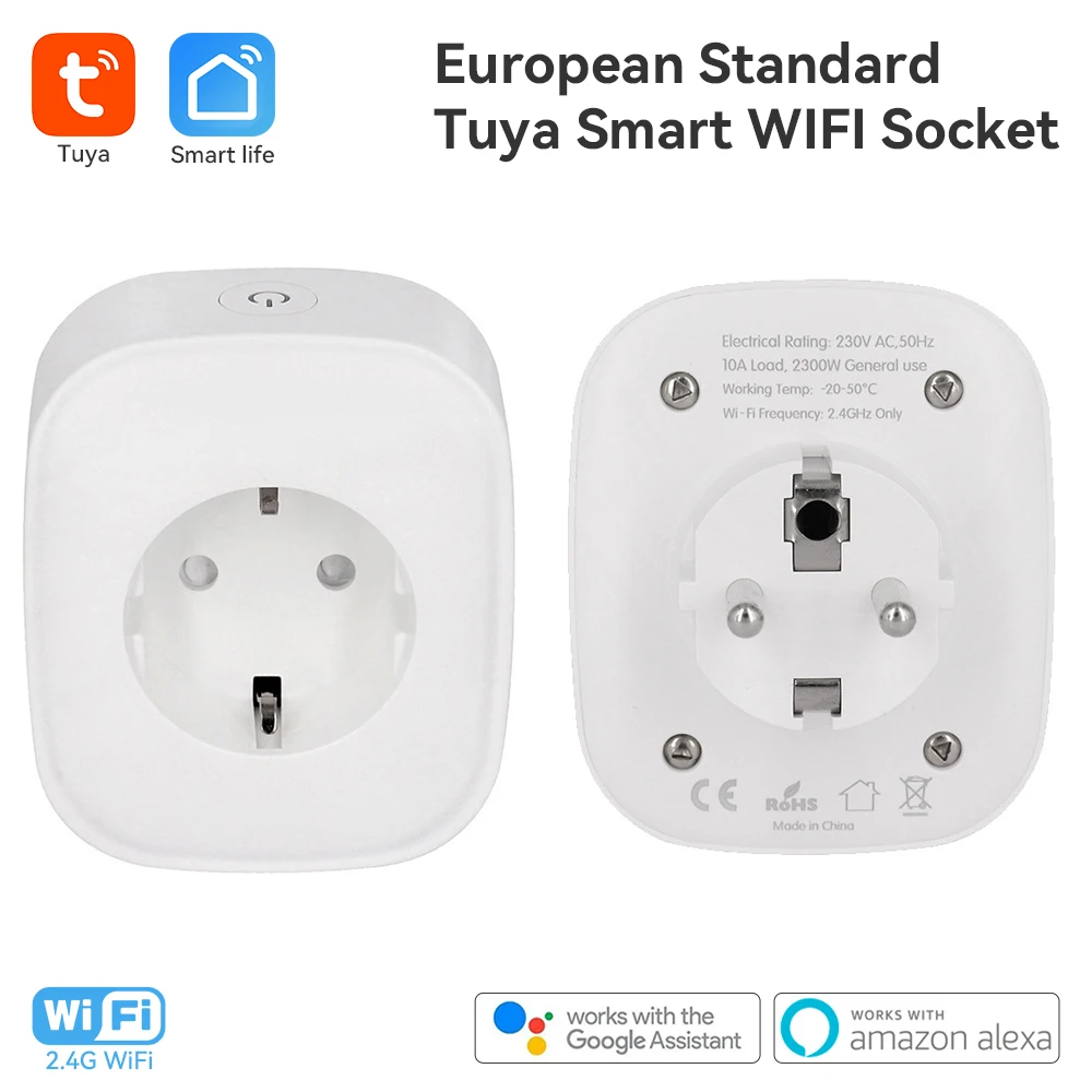 

European Wifi Smart Plug Energy Monitor Wifi Voice Remote Control Alexa Google Home Smart Life Tuya