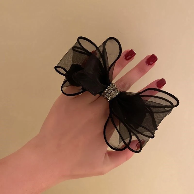 Сетчатый бант резинка для волос красная сетка новинка 2022 универсальная простая