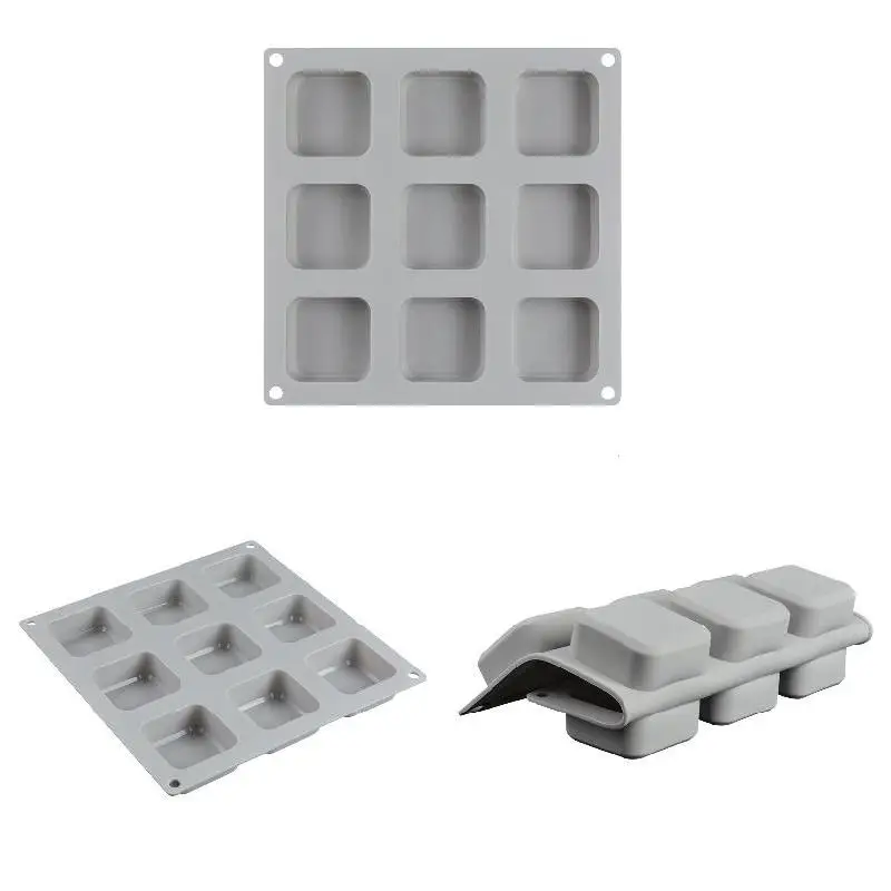 

9 Grid DIY Silicone Soap Mold Handmade Soap Making Square Moulds Tools xqmg