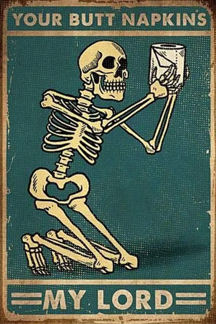 

Cat Sign Rustic Skull with Toilet Paper Your Butt Napkins My Lord Cat Wall Decor Girls
