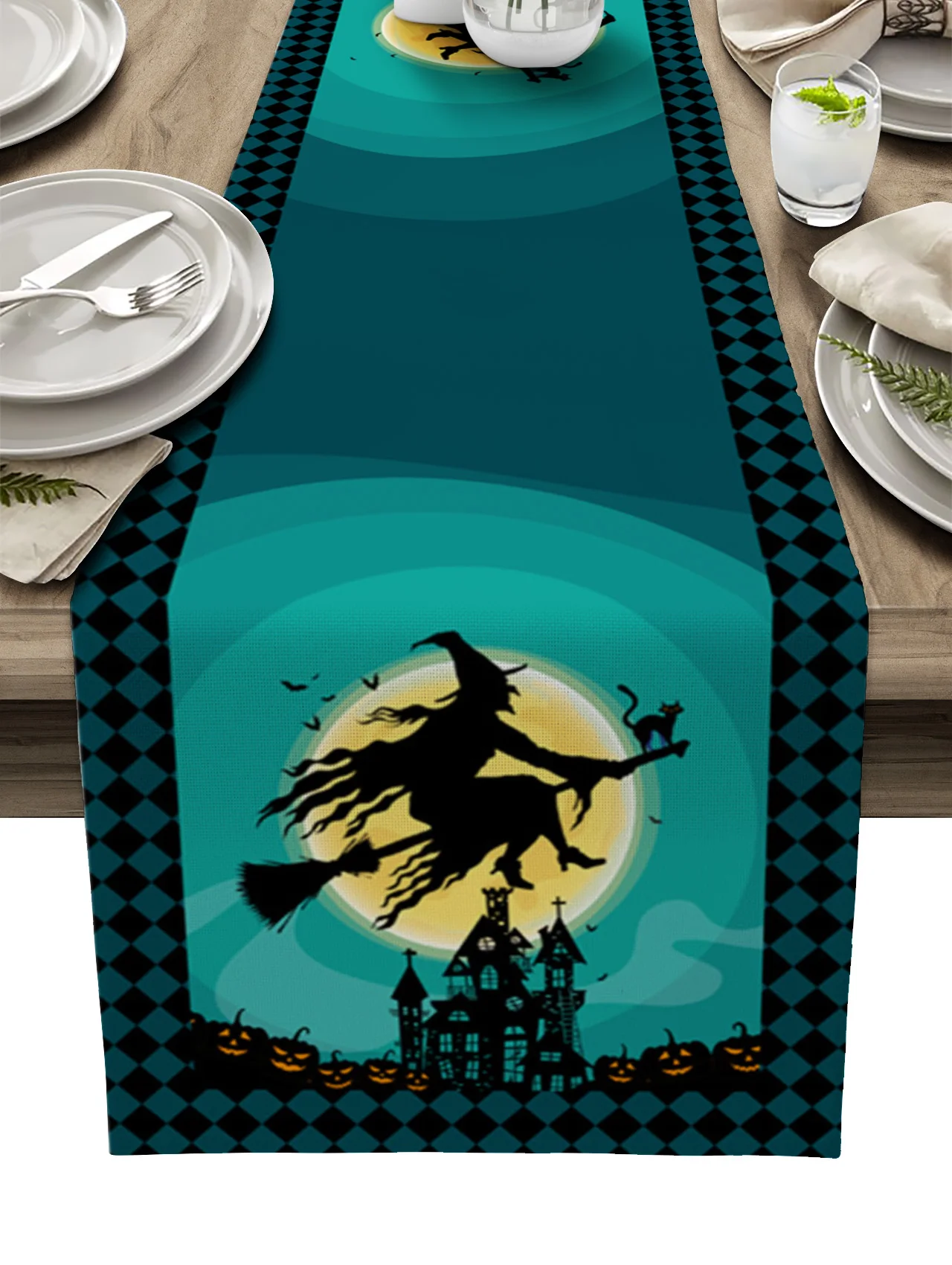 

Скатерть с замком ведьмы на Хэллоуин, домашний журнальный столик с тыквой, роскошная скатерть для вечерние чного ужина, свадебное украшение