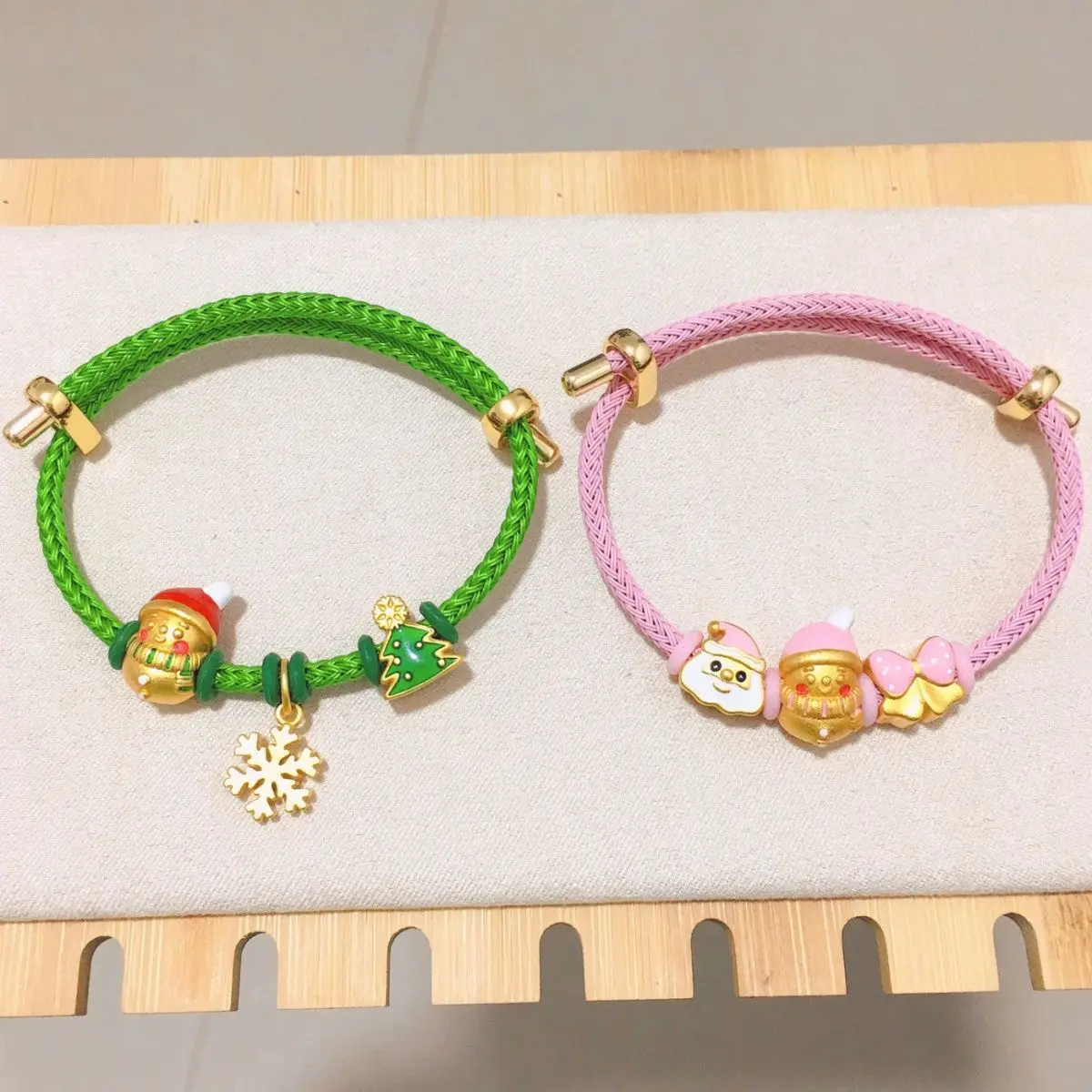 Новые аллювиальные золотые Рождественские серии милые изысканные браслеты для