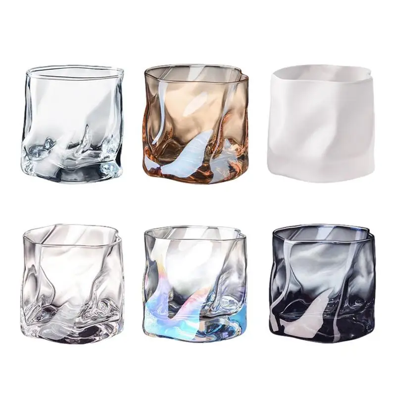 

6pcs Whiskey Glasses Sets durable Soda Lime Glass ripple drink Tumbler cups Ribbed Glassware for Cocktail bar accessories