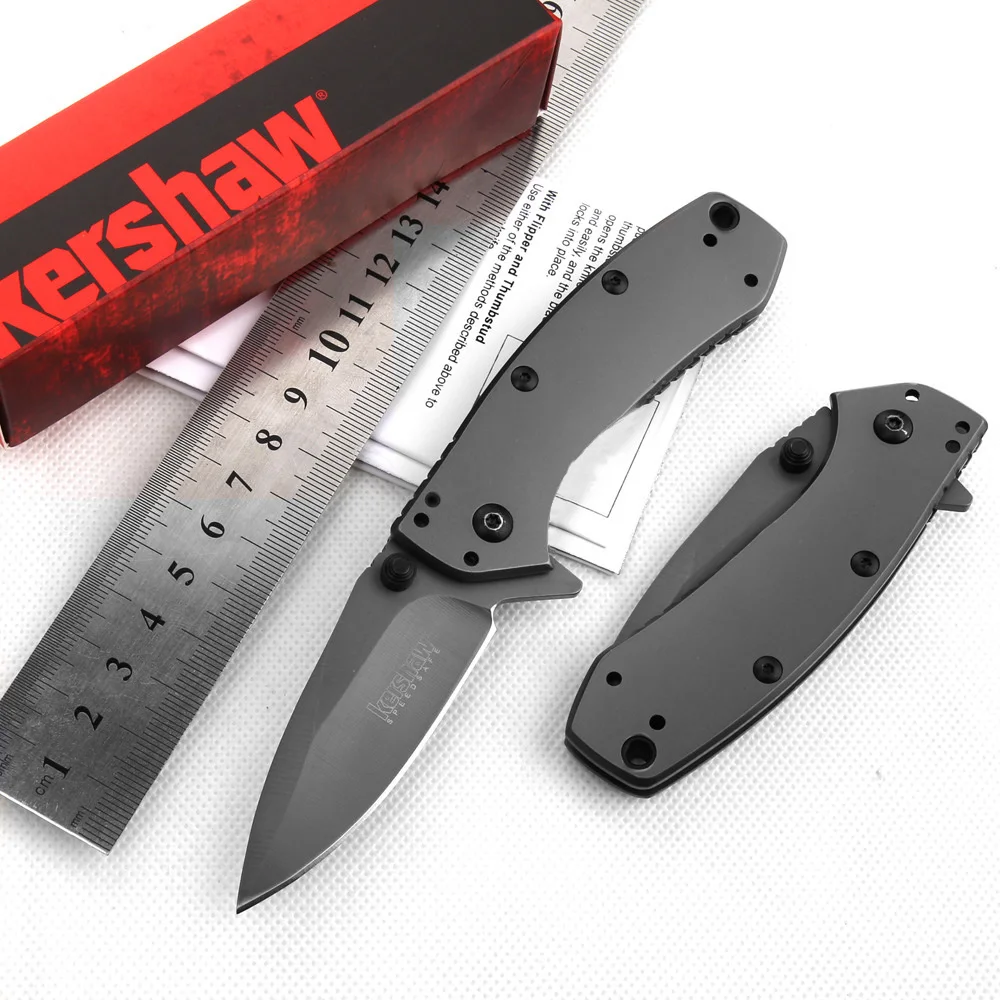 

Kershaw 1555TI Cryo Flipper Pocket Knife 2.75" Gray Plain Blade Stainless Steel Handle Outdoor Self Defense Hunting Folder knife