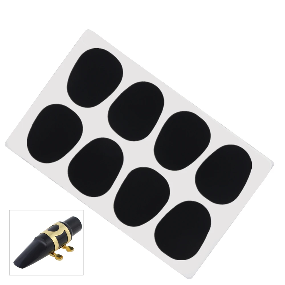 

8pcs/pack Black Food Grade Silicone Universal Standard 0.8mm Alto / Tenor Saxophone Mouthpiece Patches Pads Cushions