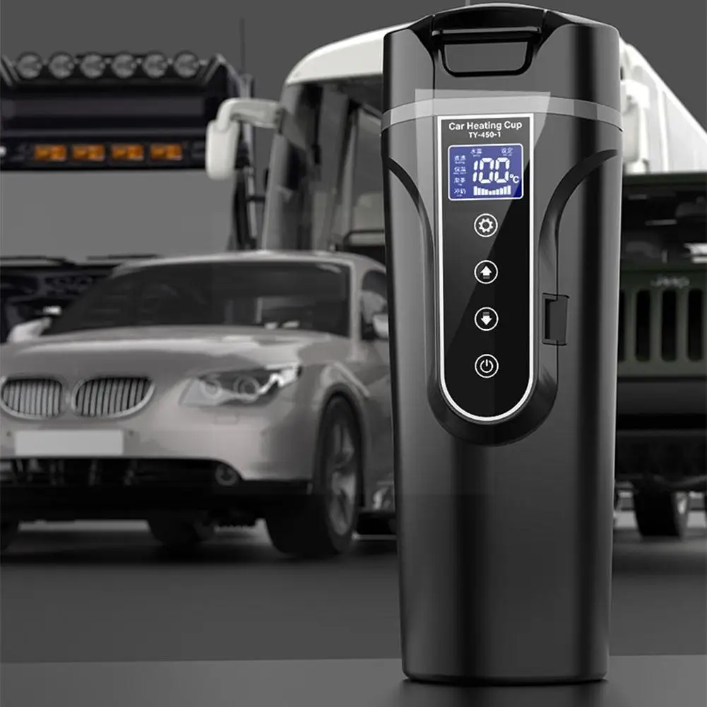 

Portable Car Heating Cup 12v/24v Steel Water Warmer Electric Cup Display Bottle Car Kettle Temperature Lcd Water 420ml F7w6
