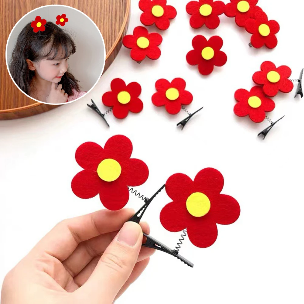 

Creative Funny Red Flower Hair Clips Hairpins Headwear Novelty Popular Flower Plant Kids Girls Barrettes Hair Accessories