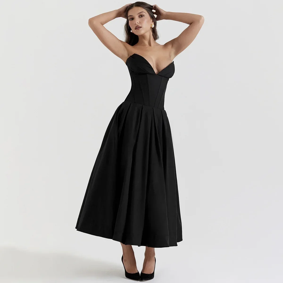 

Strapless Formal Occasion Dress Black Sexy Bodycon Corset Party Dresses A Line Elegant Long Dresses New in Clothing