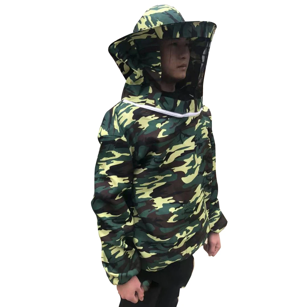 

Summer Protective Suit Camouflage Apiculture Beekeeping Clothing Unisex With Hood Anti Bee Farm Veil Costume Professional