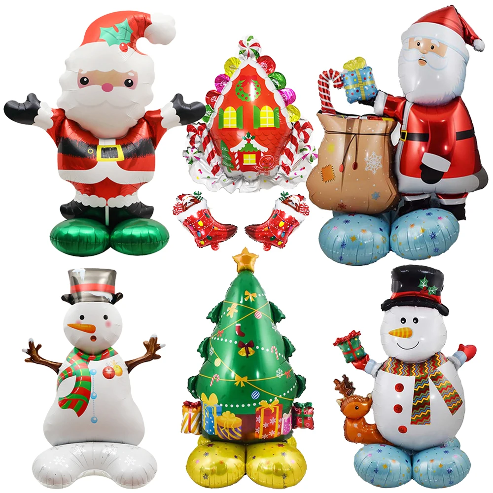 

Christmas Foil Balloons Santa Claus Snowman Balloon Reindeer Standing Xmas Tree ornaments Balloon Kids New Year Gift Toy Globos