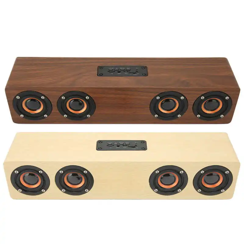 Speaker Surround Sound Hands Free Calling Retro Loudspeaker Subwoofer Wooden Wireless Speaker TF USB