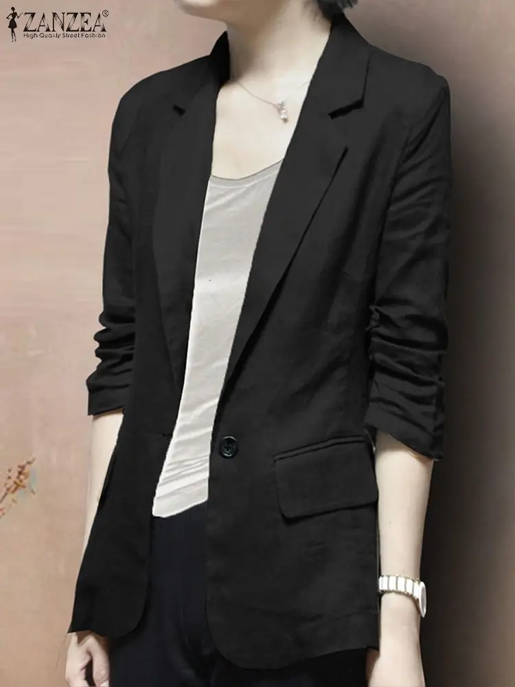 Элегантный офисный Женский блейзер ZANZEA повседневные Костюмы с длинным рукавом