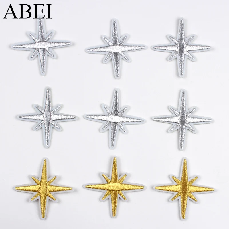 10pcs Embroidery Gold Silver Star Patches Iron On Stickers DIY Clothes Bags Badge Sewing Clothing Jeans Coats Pants Appliques images - 6
