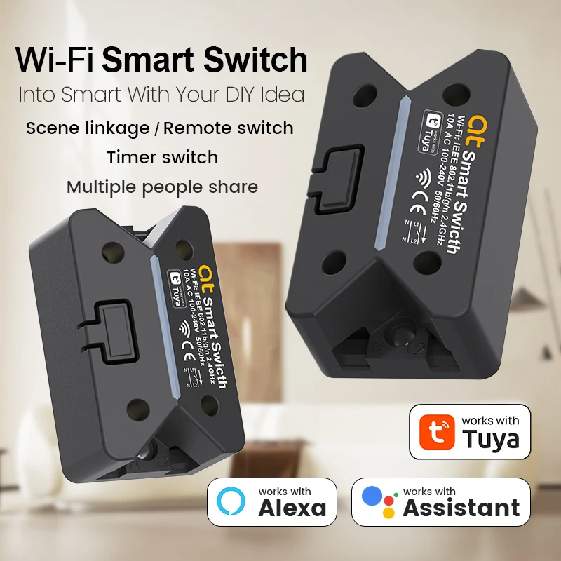 

Tuya WIFI умный выключатель 10A черный