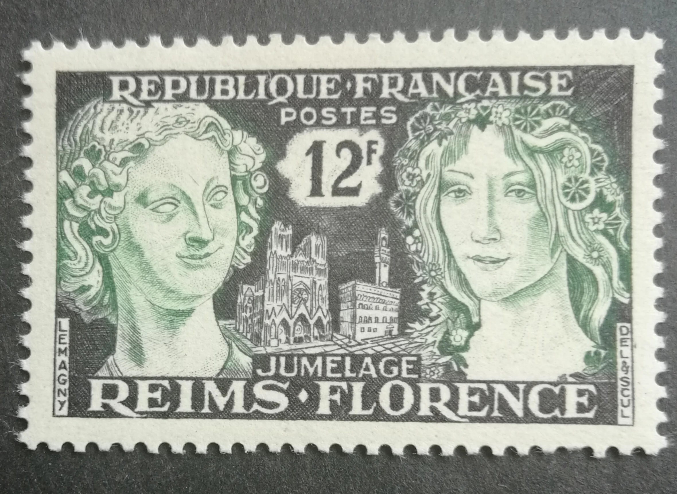 

1Pcs/Set New France Post Stamp 1956 Friendly with Florence Engraving Postage Stamps MNH