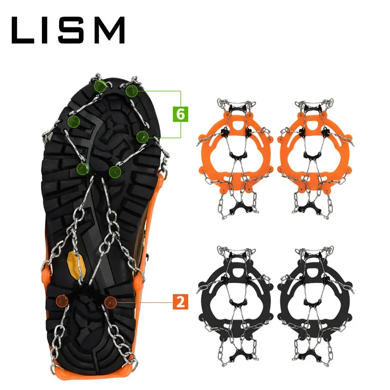 

1Pair 8 Studs Non-Slip Snow Shoe Spikes Grips Cleats Crampons Anti-skid Shoes Cover Winter Outdoor Hiking Climbing Safety Tool