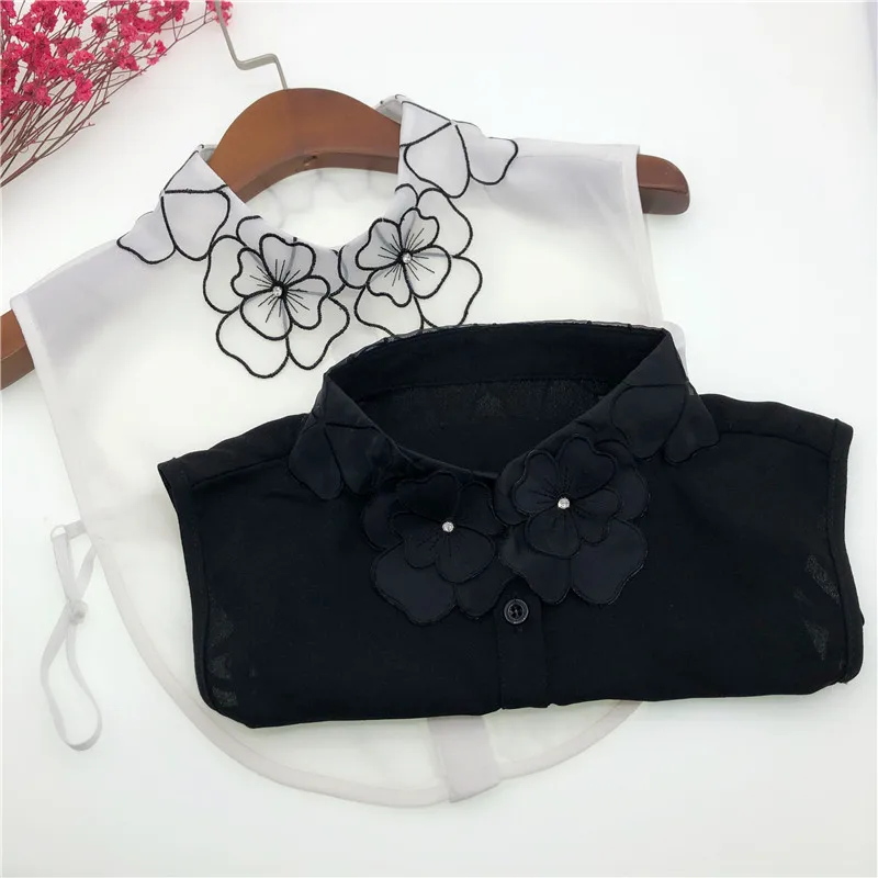 

Цветочный белый ложный воротник для женщин съемный воротник рубашки винтажный галстук рубашка наполовину рубашка ложный воротник
