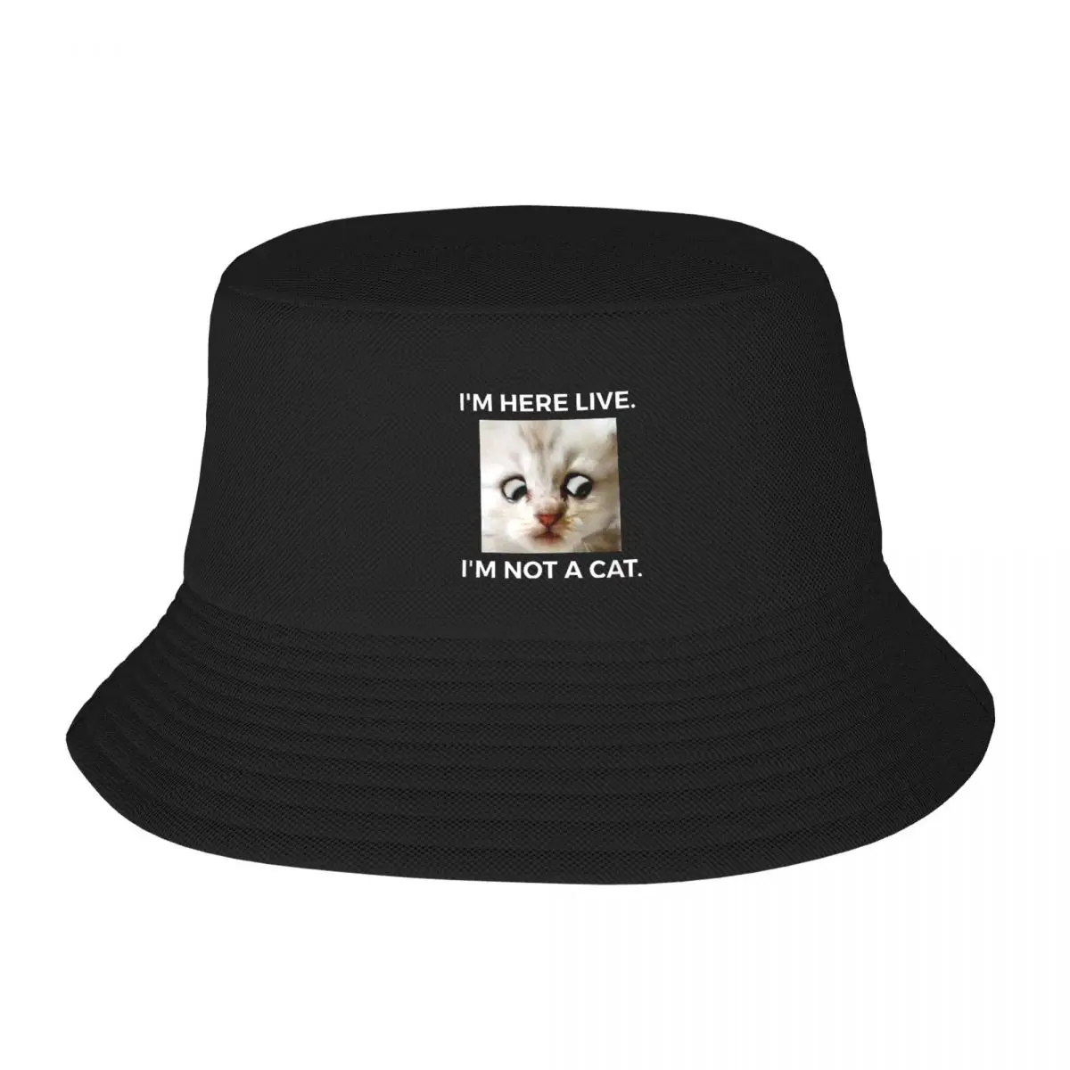 

At Lawyer Meme I'm Here Live, I'm Not A Cat Adult Fisherman's Hat Bob Bucket Hats Men Women Caps fisherman Hat Girl Boy Hat