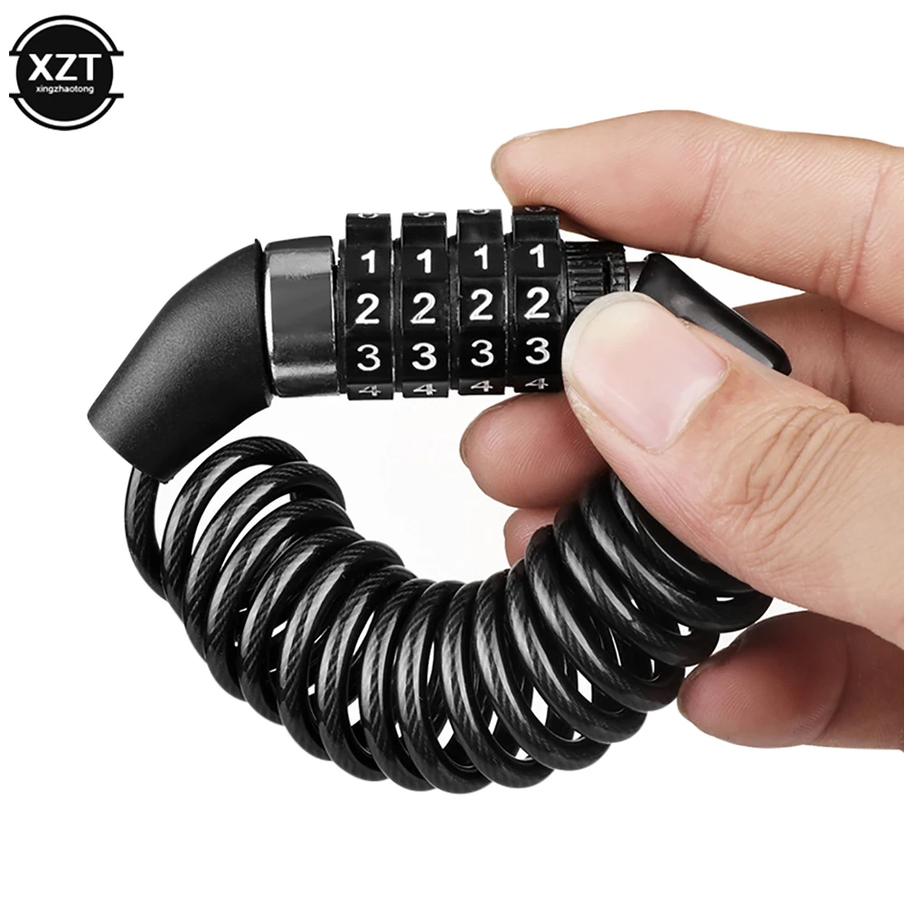 

Замок для мотоцикла, стальной трос, цепь безопасности, пароль 4 дюйма, противоугонная комбинация, кодовый код, аксессуары для мотоциклов