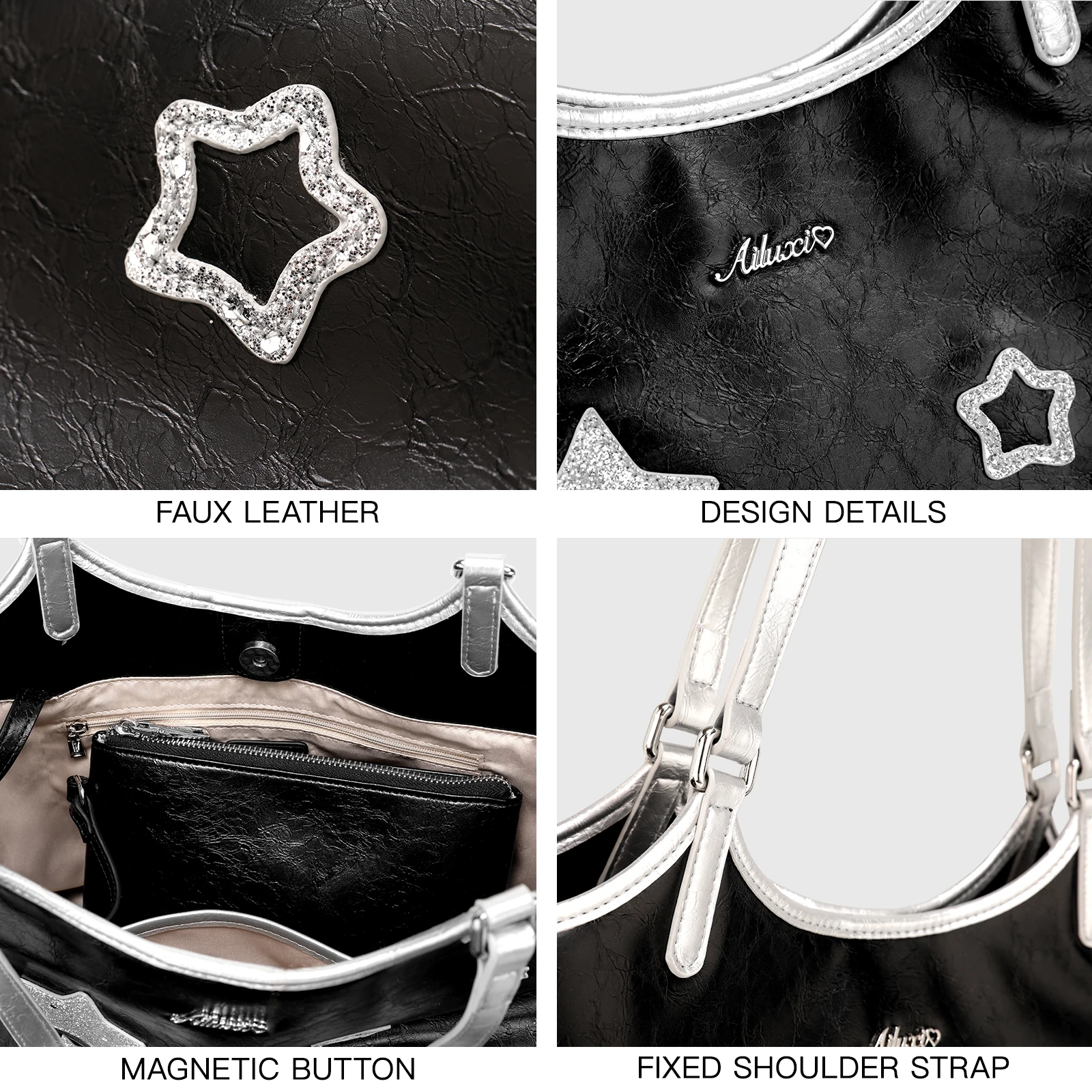 Женская сумка для подмышек AILUXI новинка 2024 вместительная сумка-тоут со звездным