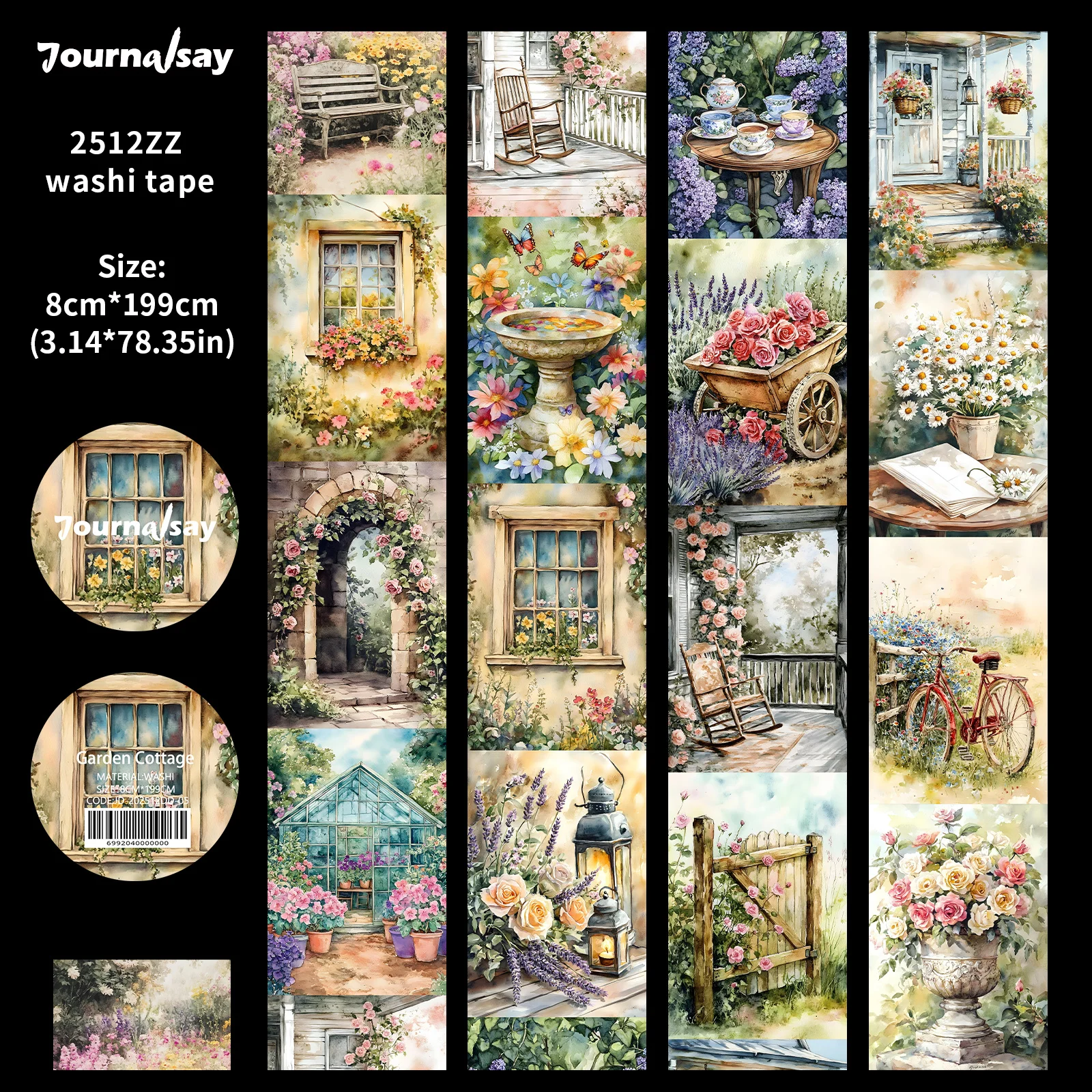 

Jianwu винтажная клейкая лента с цветочным рисунком