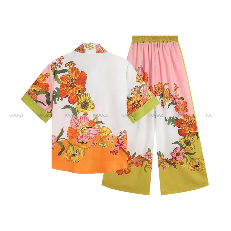 Повседневные женские модные брюки с цветочным принтом комплекты из 2 предметов