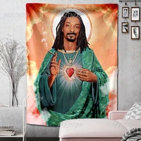 large fabric wall tapestry rapper snoop dogg jesus hippie cloth aesthetic room decor boho carpet in the bedroom decoration tapiz