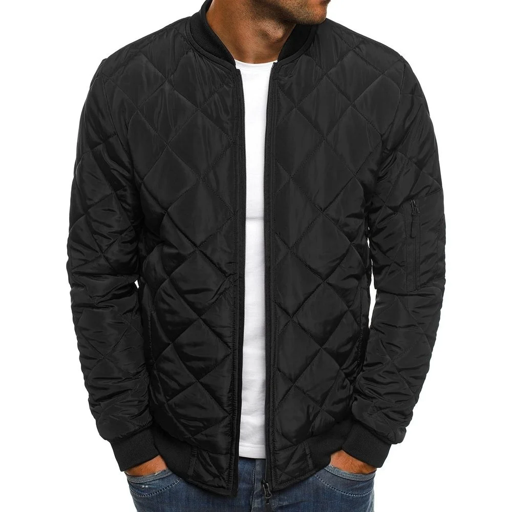 

New Men's Casual Plaid Parkas Jacket Wind Breaker Overcoat Winter Clothes Windproof Zipper Jackets Male Clothing Winter Jacket