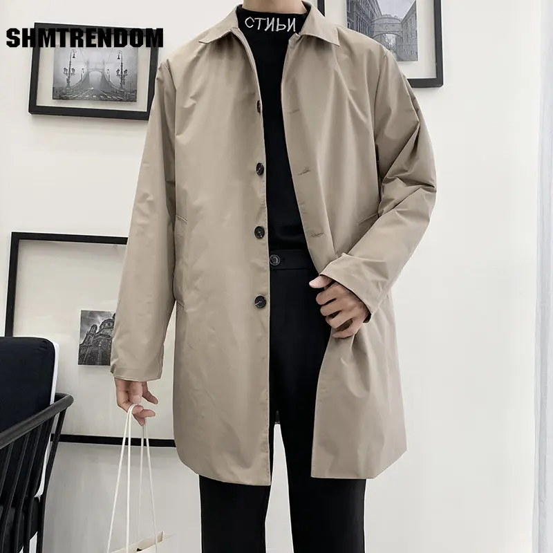 2023 Brand Spring Autumn Men Long Trench Coats Superior Quality Buttons Male Fashion Outerwear Jackets Windbreaker Plus Size 5XL