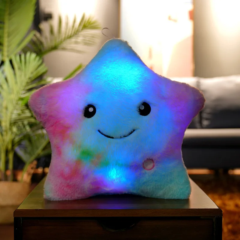 

Zqswkl luminous five-pointed star pillow hugs color lucky star plush toys for children soft toy sofa home decorative pillows