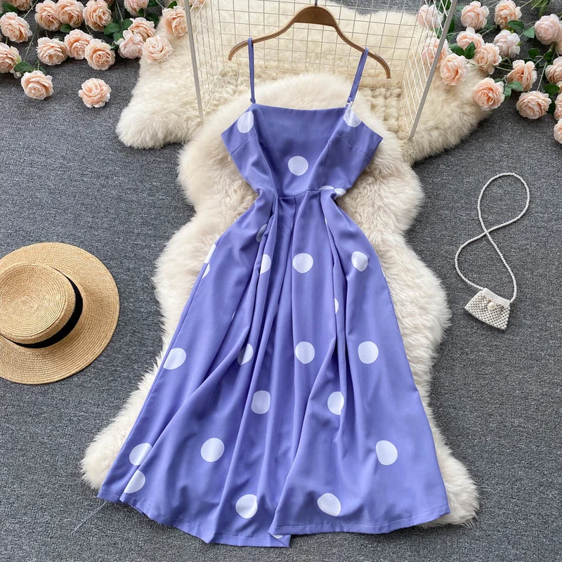 Gaganight женское платье в горошек на тонких бретельках Новинка лета 2022 Корейская