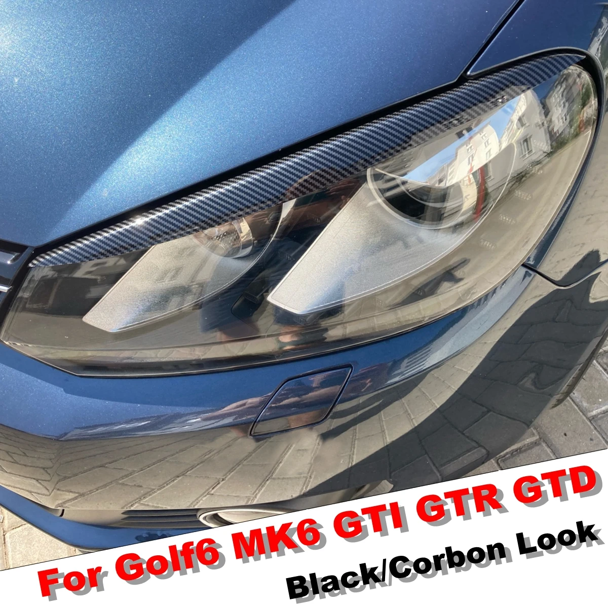 

Car Headlight Eyebrow Eyelids Stickers Trim Cover For VOLKSWAGEN For VW GOLF VI MK6 6 GTI GTR GTD 2008-2013 Headlamp Eyelid